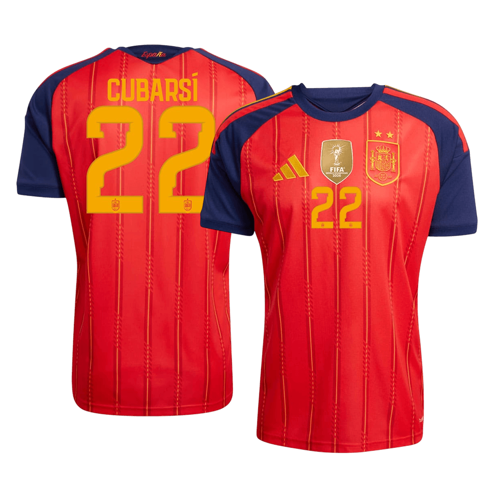 Maglia Replica Spagna Casa CUBARSÍ #22 Uomo Mondiali 2026 Champion Edition