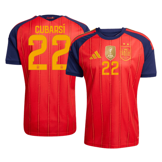 Maglia Replica Spagna Casa CUBARSÍ #22 Uomo Mondiali 2026 Champion Edition
