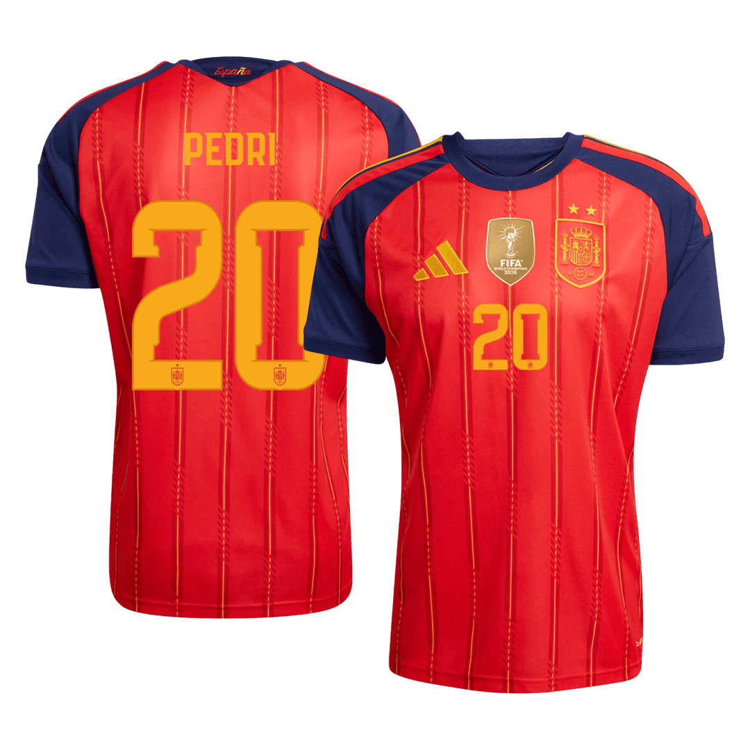 Maglia Replica Spagna Casa PEDRI #20 Uomo Mondiali 2026 Champion Edition