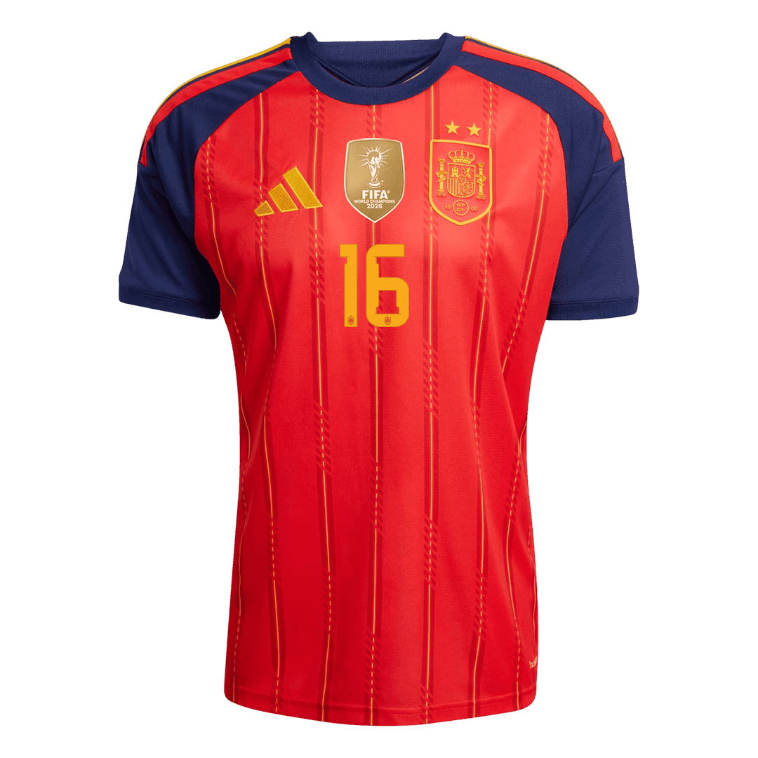 Maglia Gara Spagna Casa RODRIGO #16 Uomo Mondiali 2026 Champion Edition